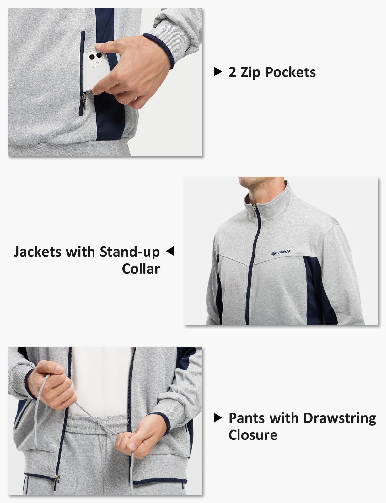 Men's 2 Piece Tracksuit Full Zip Athletic Jogging Set