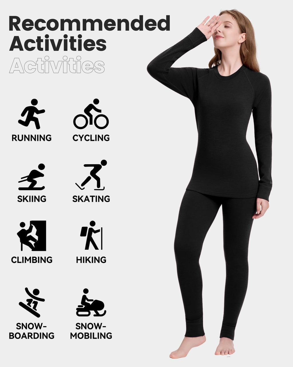 Women's Merino Wool Thermal Base Layer Set