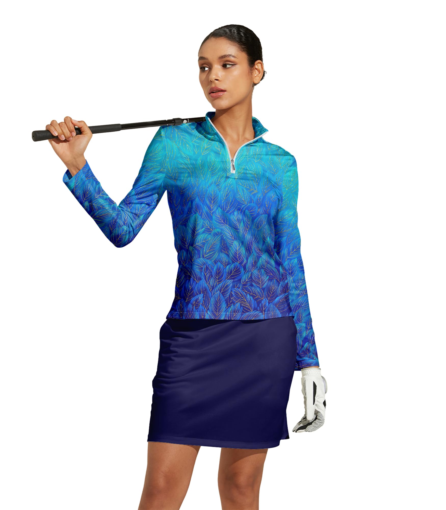 Golf Shirts for Woman UPF 50+ Sun Protection Quick Dry Lightweight Long Sleeve Polo Shirts for Woman Rash Guard