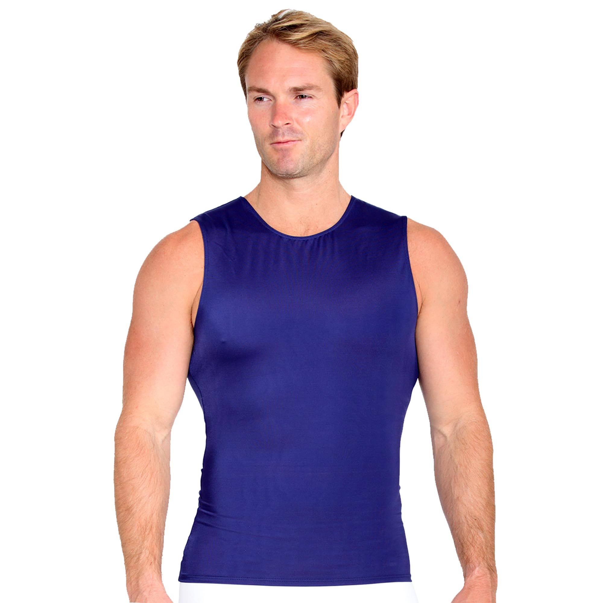 Insta Slim - Made in USA - Mens Compression Sleeveless Crew-Neck Slimming Shapewear Body Shaper with Tummy Control