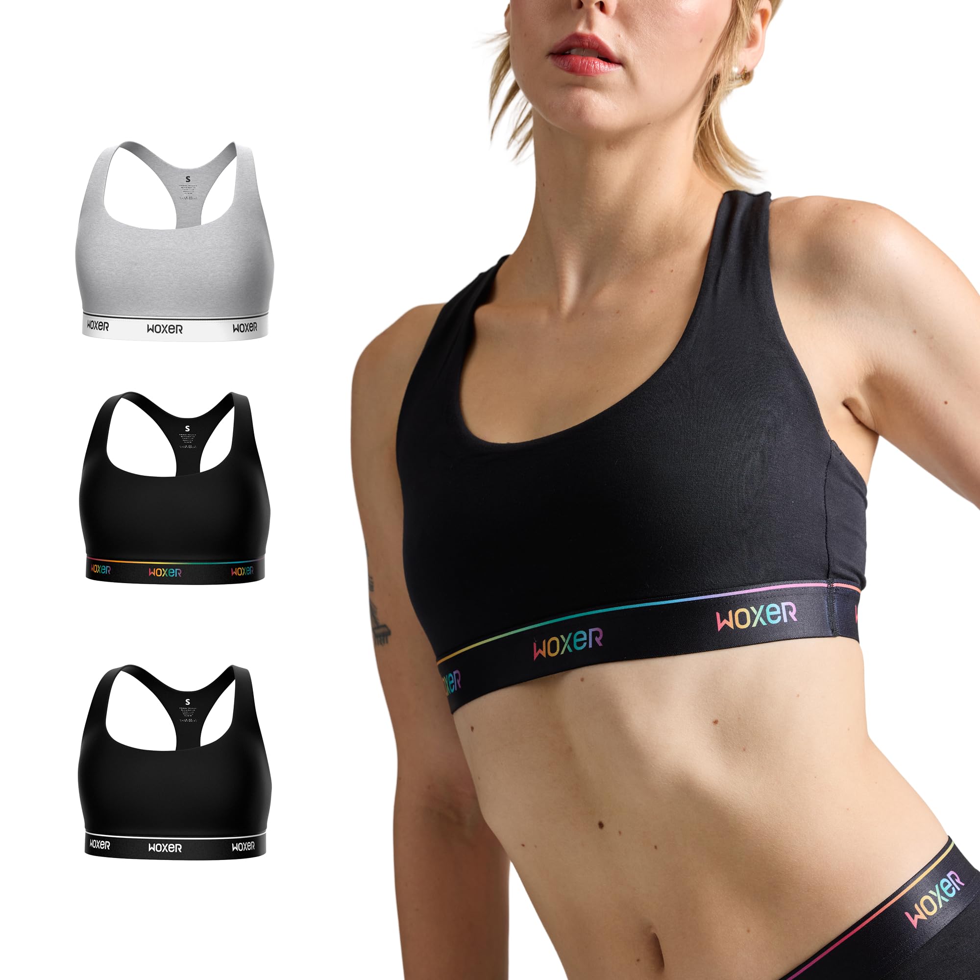 Woxer Boss Bralette for Women – Wireless, Seamless Racerback – Modal Sports Bra, Lounge, Sleep Bralette, Wireless Bra