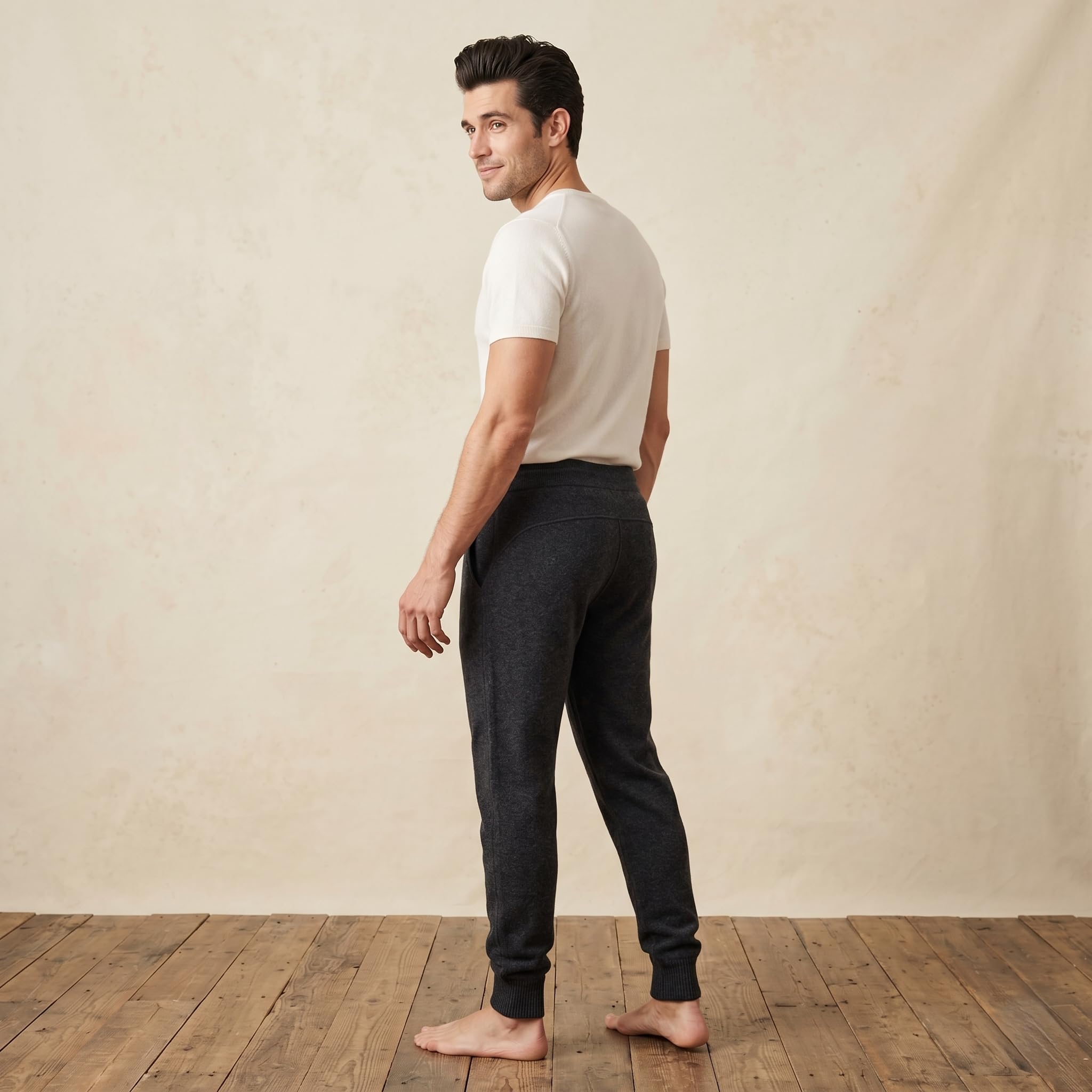 NPIA Certified 100% Cashmere Joggers Men | 2-Ply 16 Micron Luxury Lounge Pants | Drawstring Sweatpants from Nepal