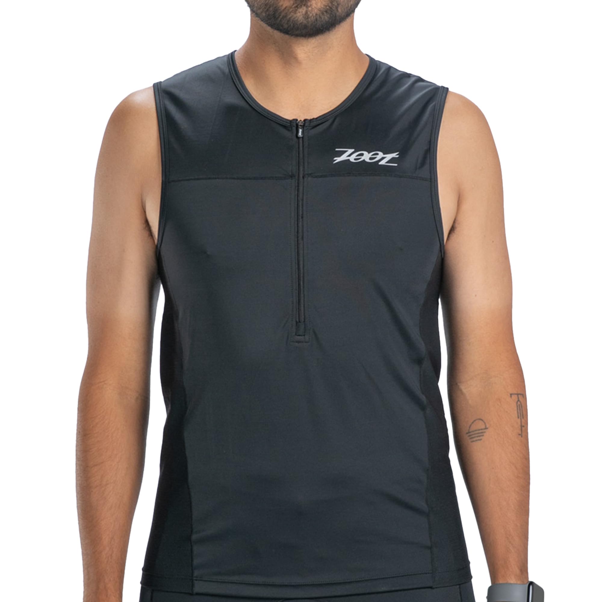 Zoot Men’s Core Tri Tank, Performance Triathlon Race Tank Top, UPF 50+ Fabric, Rear Pockets, Mesh Panels, & Cam Lock Zipper