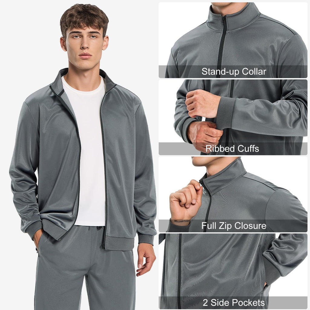 Men's 2 Piece Track Suit Full Zip Jogging Set