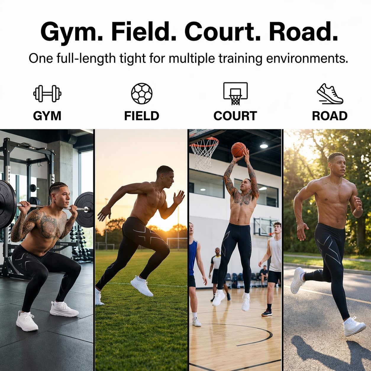 2XU Men’s Core Compression Tights, Fitness Clothing Pants for Running, Training & Gym, PWX Stretch Legging
