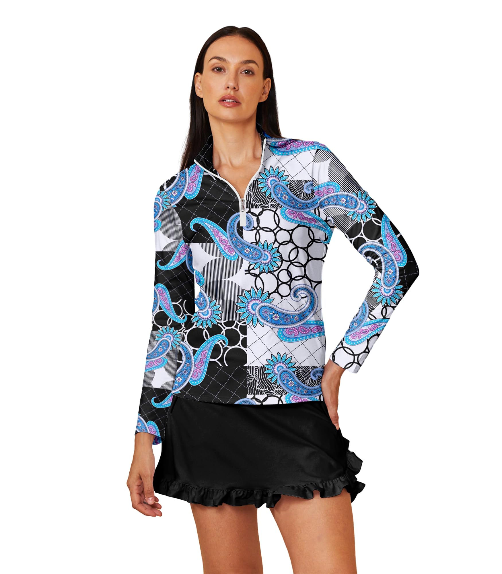 Golf Shirts for Woman UPF 50+ Sun Protection Quick Dry Lightweight Long Sleeve Polo Shirts for Woman Rash Guard