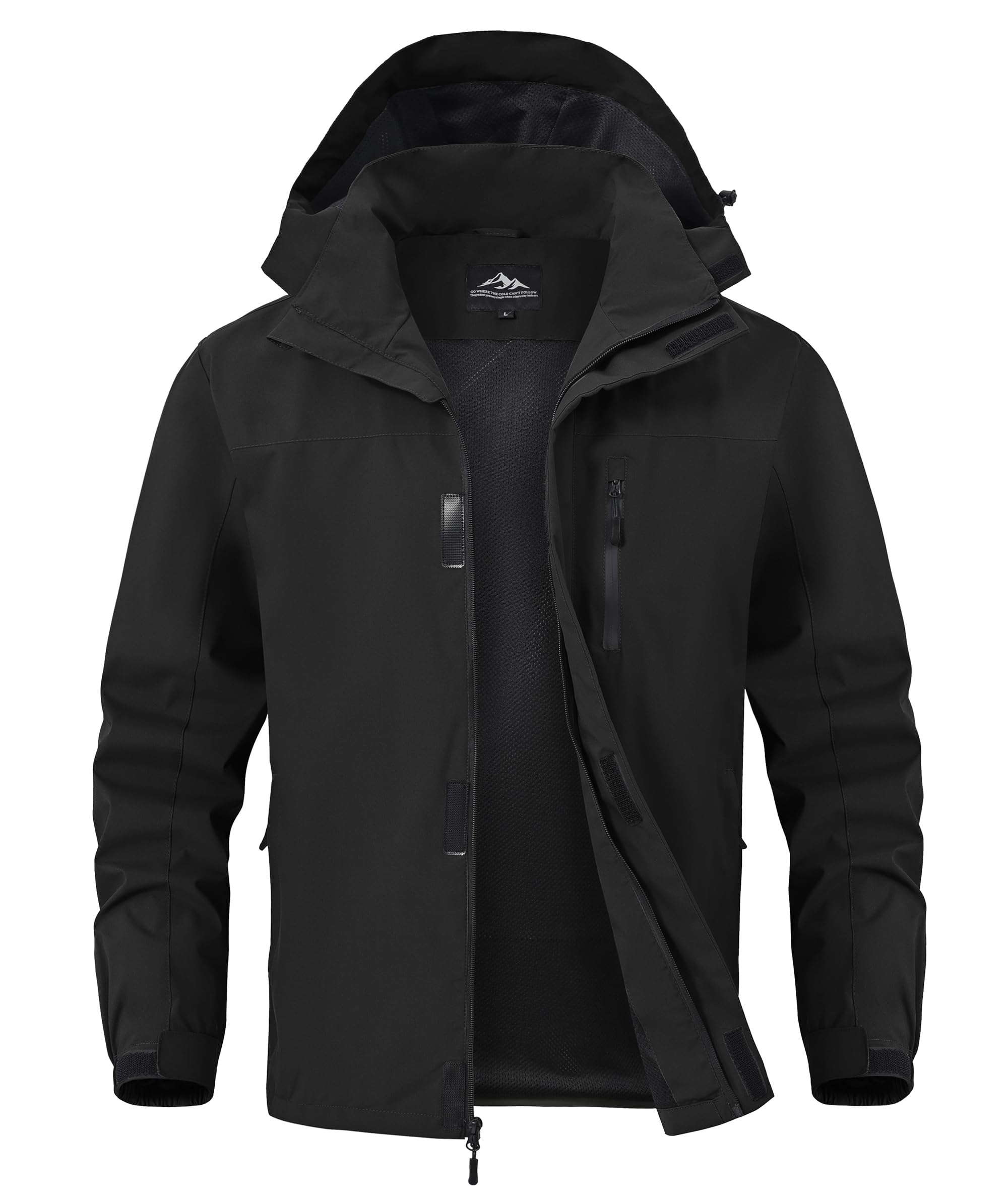 Zoofly Mens Waterproof Hiking Jacket with Hood Windproof Light Weight Windbreaker Outdoor Fishing Raincoat Zipper Pockets