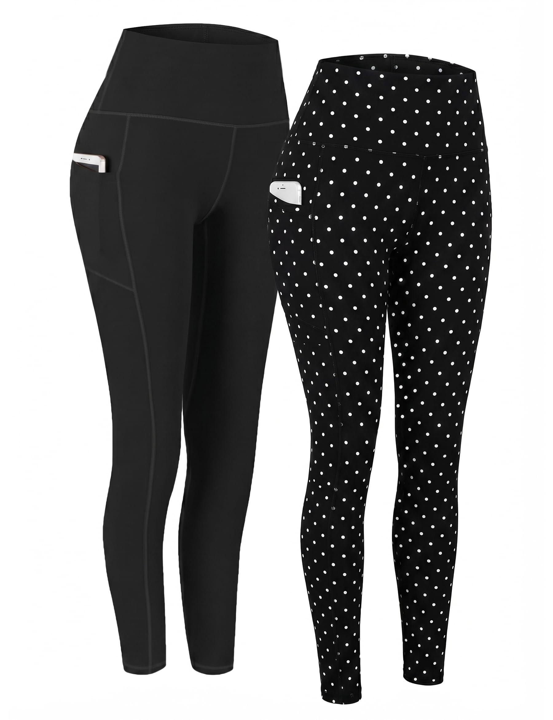 Fengbay 2 Pack High Waist Yoga Pants with Pockets, Tummy Control Workout Running Yoga Leggings for Women