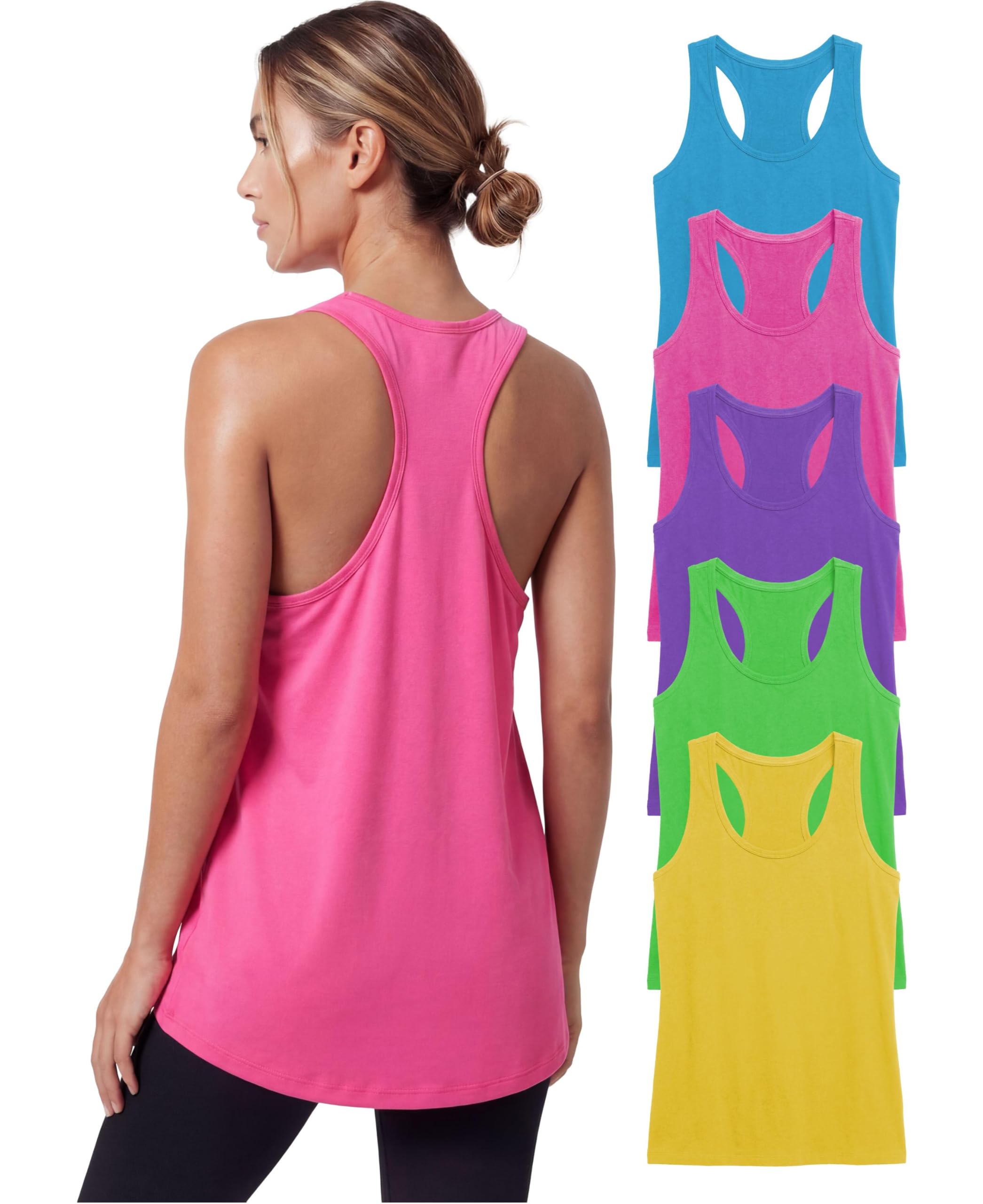 AMERICAN HEAVEN Women’s Cotton Stretch Racerback Tank Tops | Work Out Athletic Tanks | Multi Packs Colors