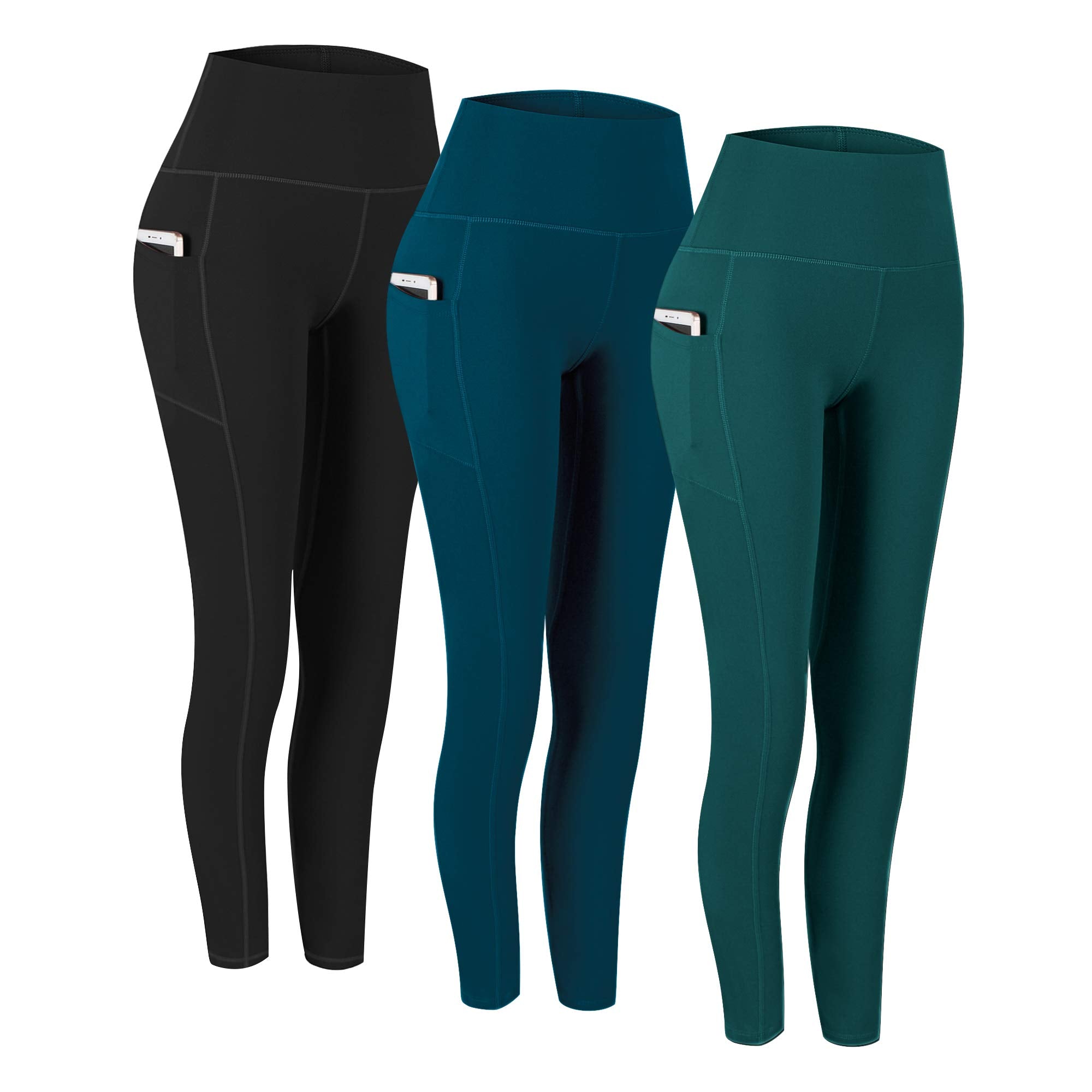 Fengbay 2 Pack High Waist Yoga Pants with Pockets, Tummy Control Workout Running Yoga Leggings for Women