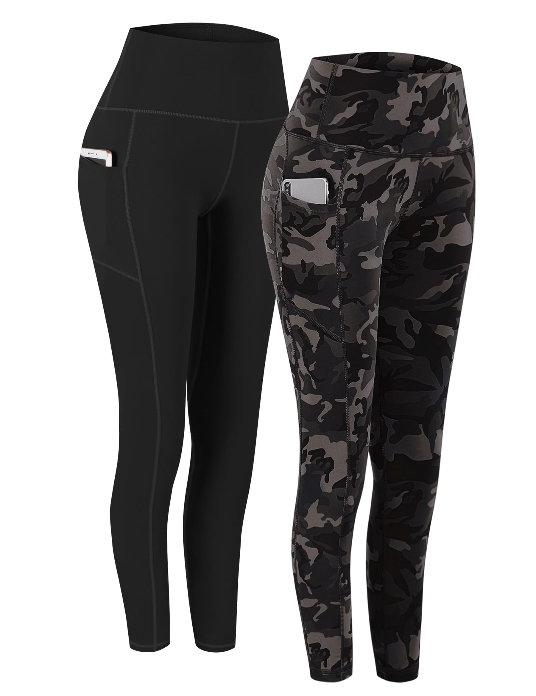 Fengbay 2 Pack High Waist Yoga Pants with Pockets, Tummy Control Workout Running Yoga Leggings for Women