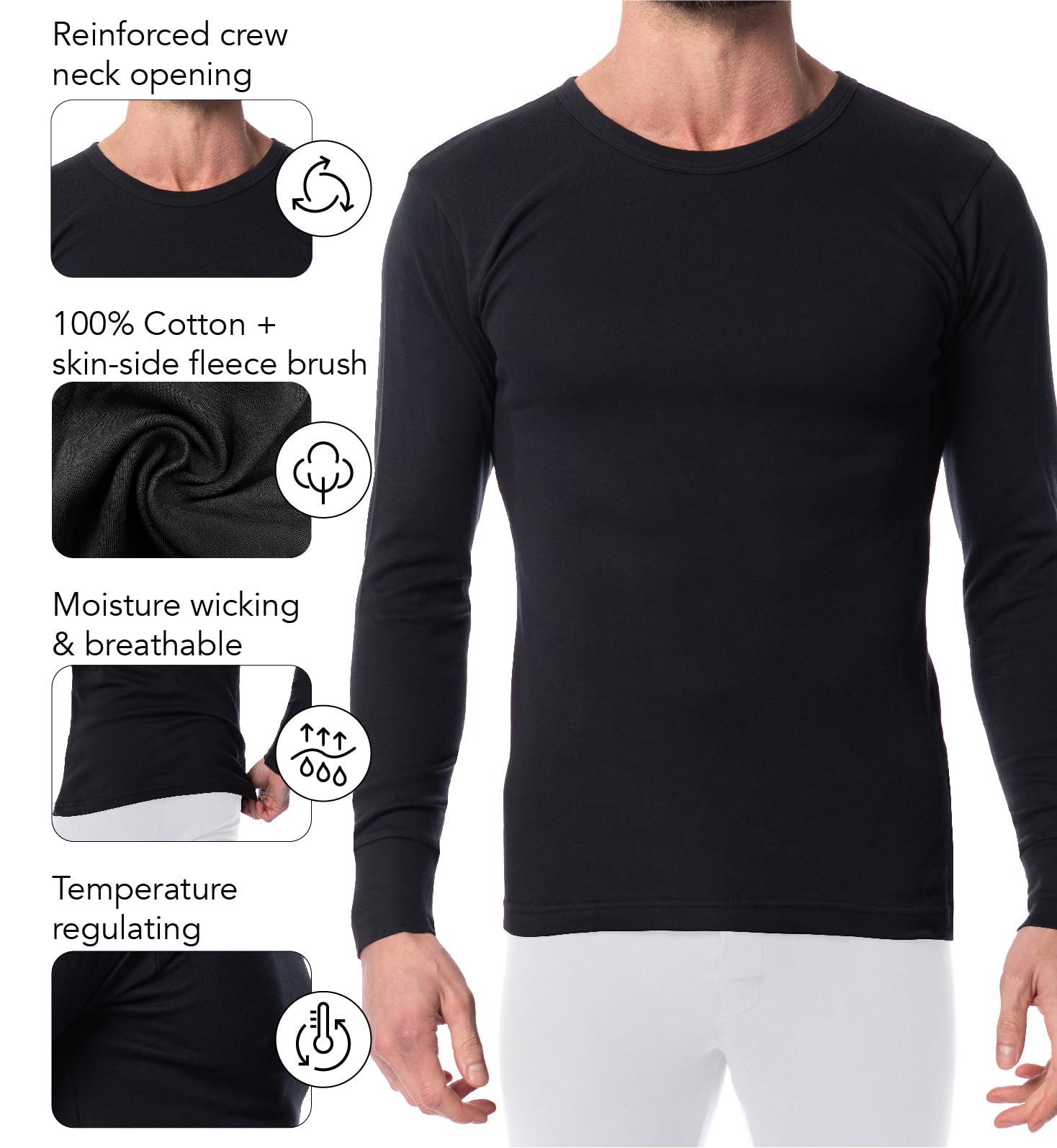 AMERICAN HEAVEN Men's Base Layer Thermal Underwear Set | 100% Cotton | Long Sleeve Top & Pant | Multi Packs