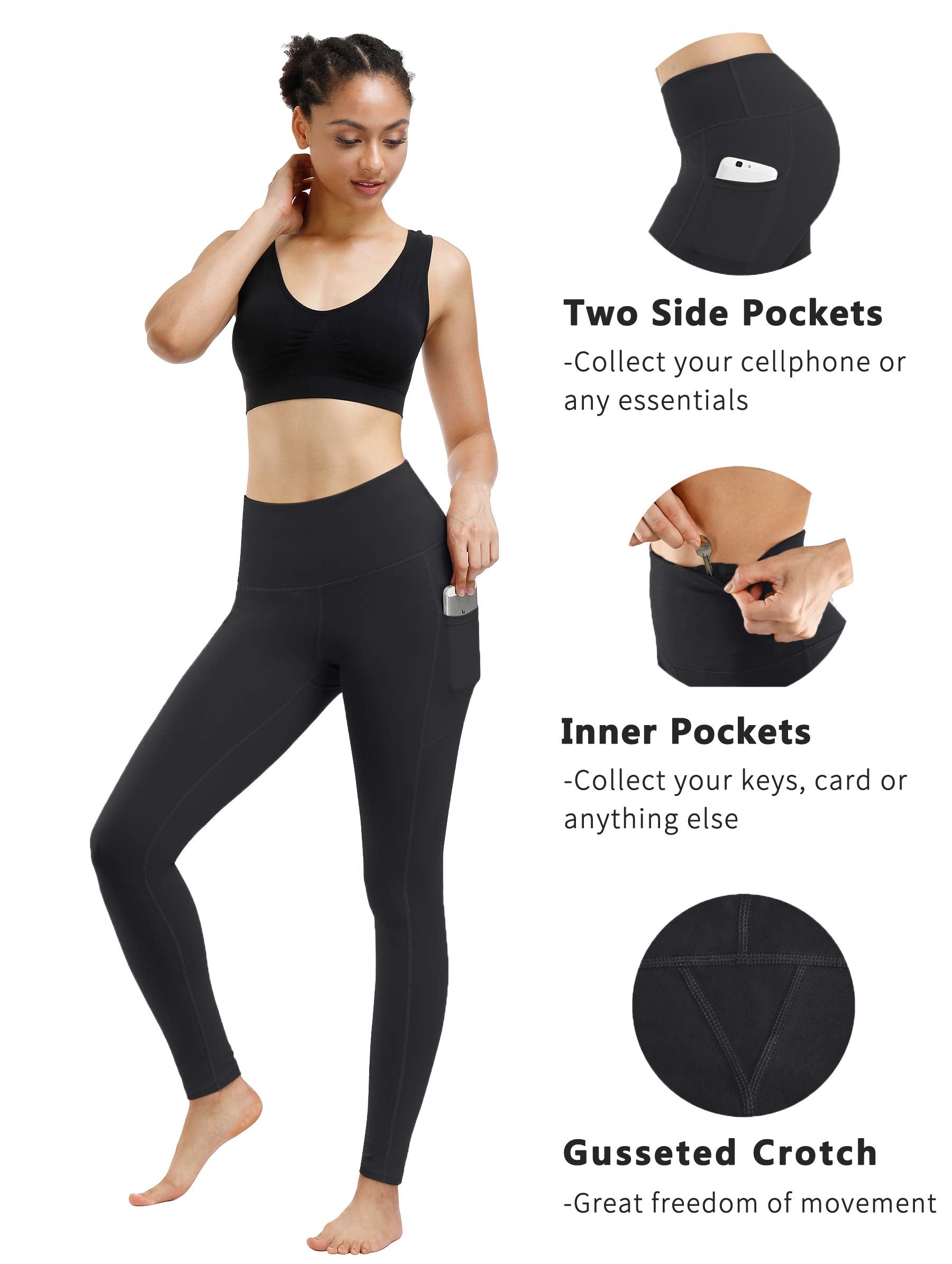 Fengbay 2 Pack High Waist Yoga Pants with Pockets, Tummy Control Workout Running Yoga Leggings for Women