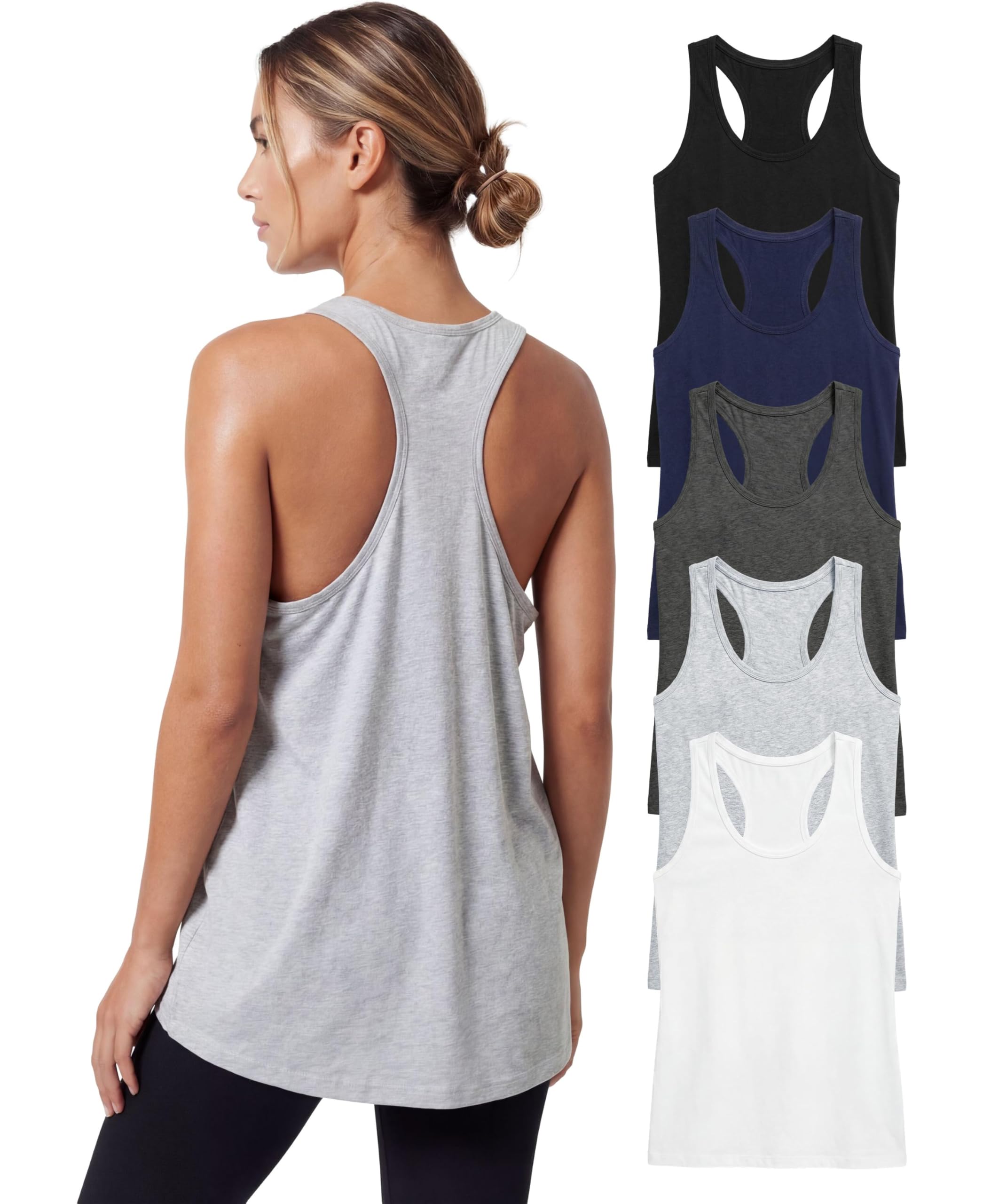 AMERICAN HEAVEN Women’s Cotton Stretch Racerback Tank Tops | Work Out Athletic Tanks | Multi Packs Colors