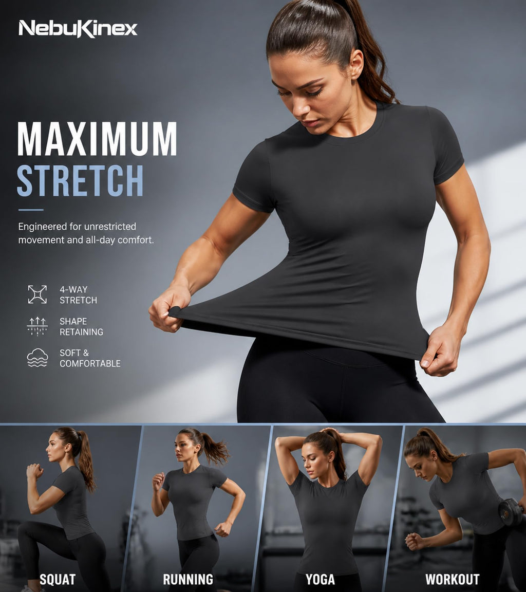 Women's 5 Pack Compression Short Sleeve Workout Shirts