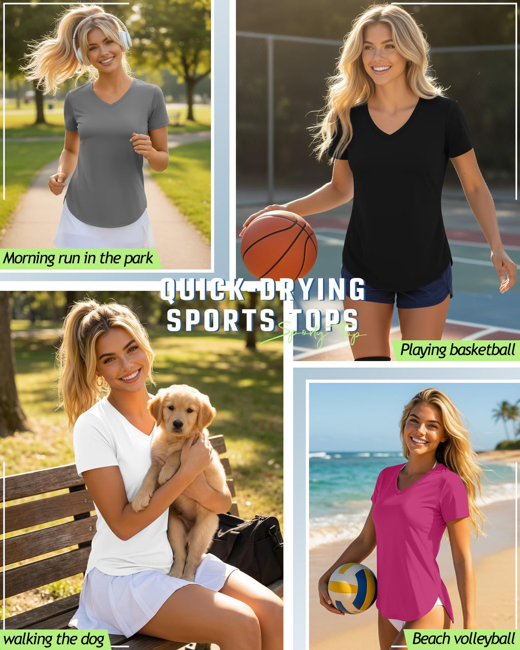 Women's 5 Pack Quick Dry UV Protection Workout Shirts