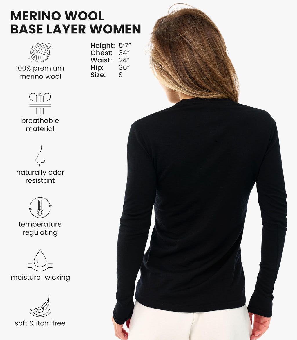 Women's Merino Wool Thermal Base Layer Shirt