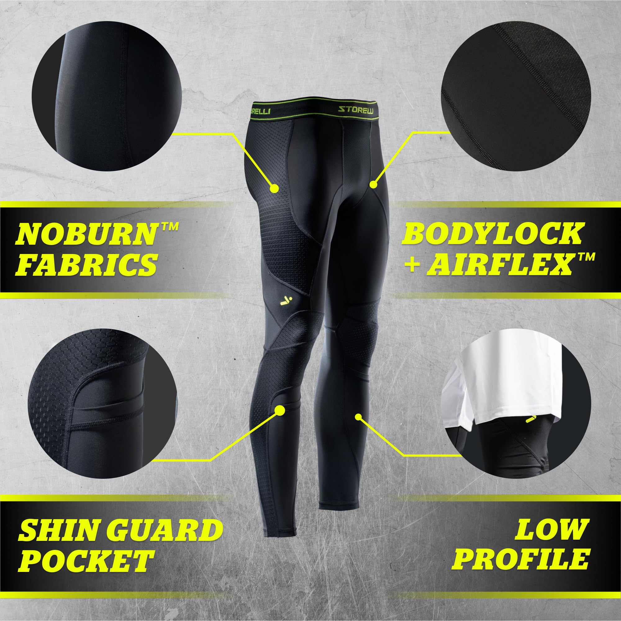 Men's Compression Soccer Leggings with Shin Pockets