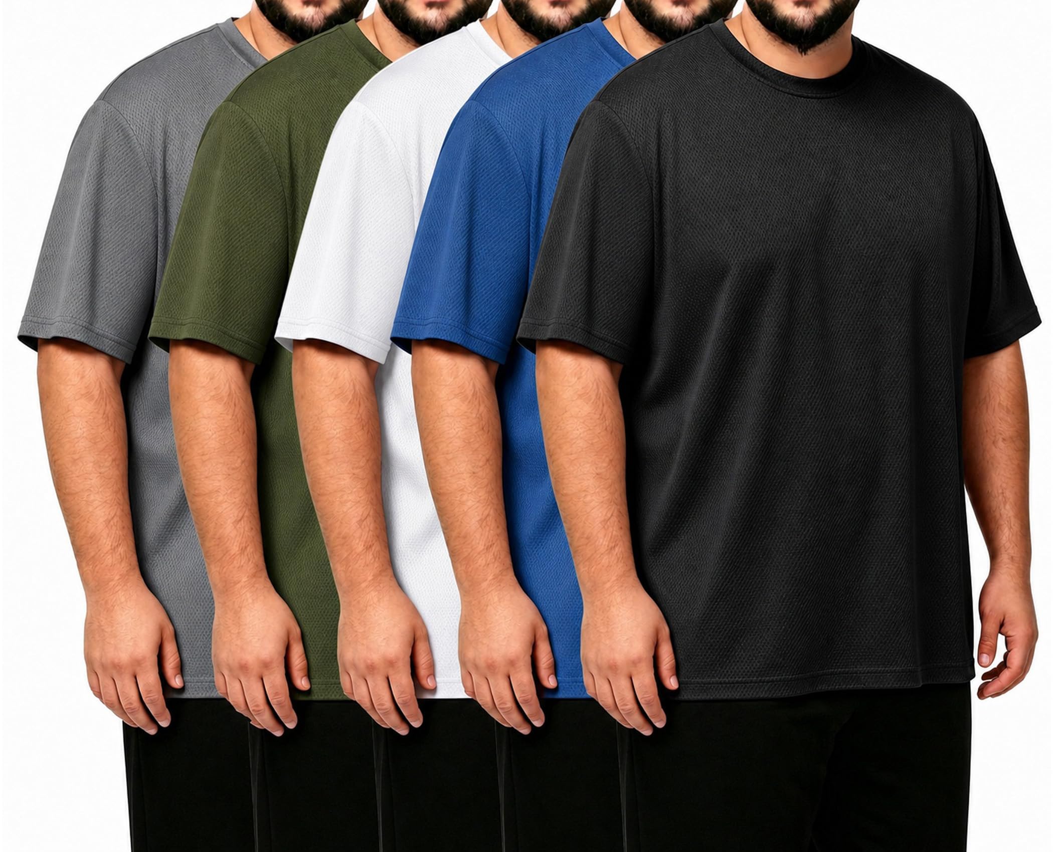 Kinglaman 1/5 Pack Mesh Workout Shirts for Men Dry Fit Gym Quick Dry Athletic Short Sleeve Sports T-Shirt Moisture Wicking