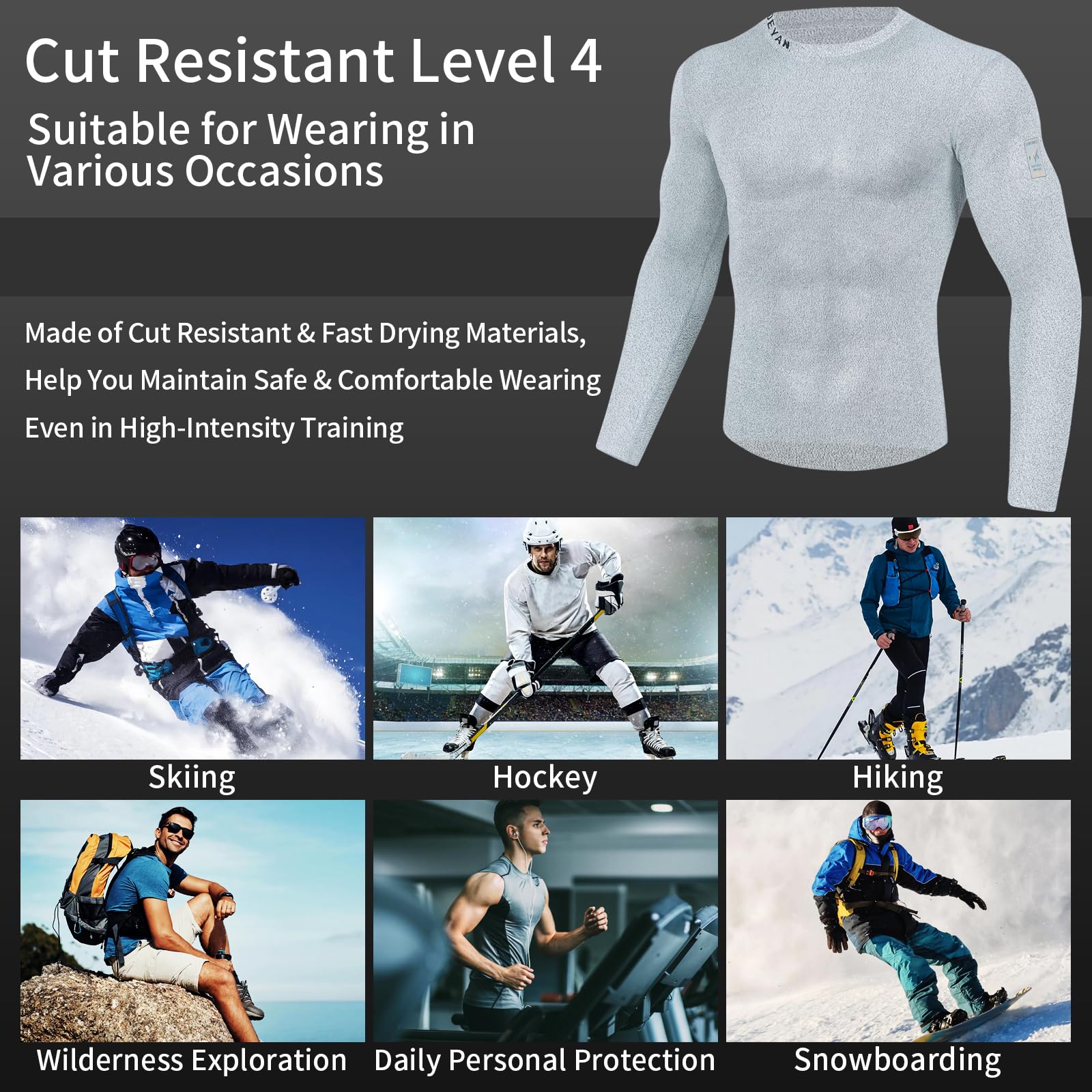 Unisex Cut Resistant Compression Base Layer Shirt