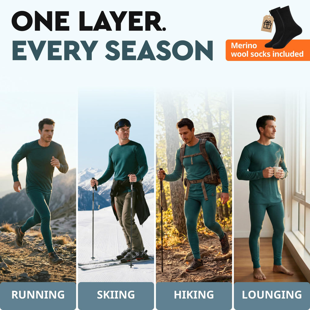 Men's Merino Wool Thermal Base Layer Set