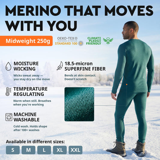 Men's Merino Wool Thermal Base Layer Set
