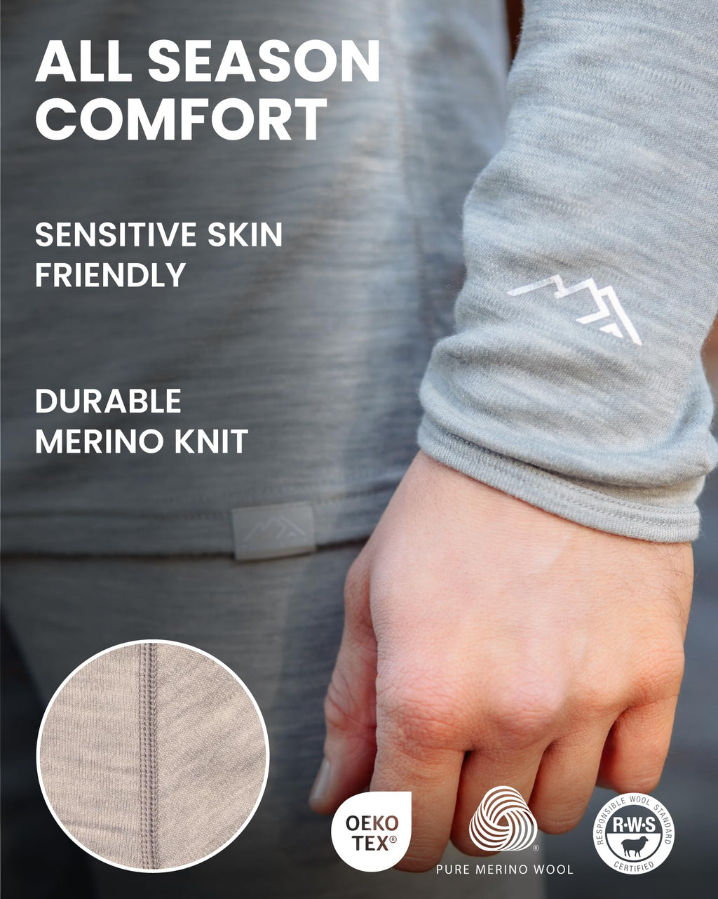 Men's Merino Wool Base Layer Set Thermal Underwear