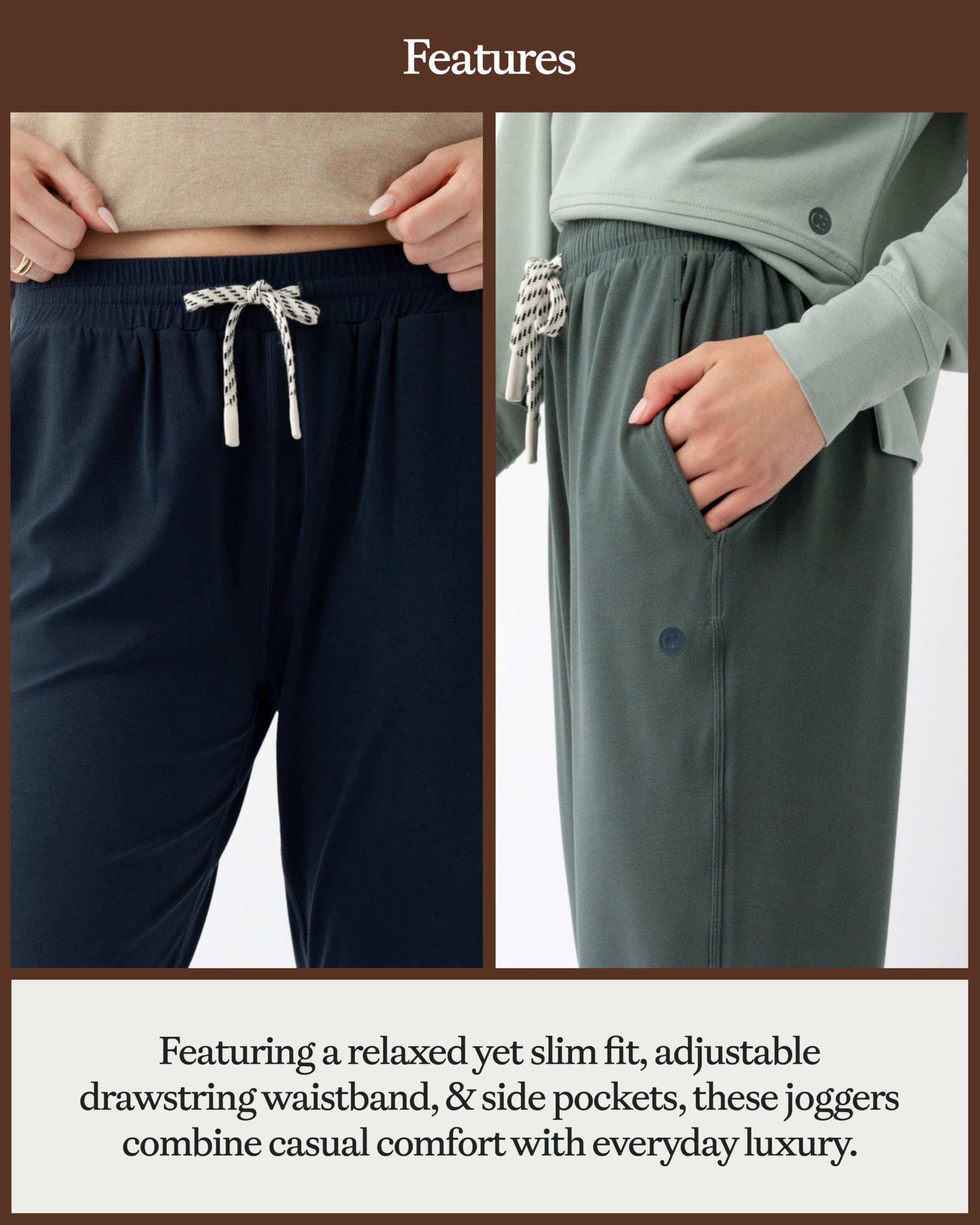Cozy Earth Women's Studio Jogger Pants – Mid-Rise Lightweight Athletic Joggers with Pockets – Modal Activewear for Women